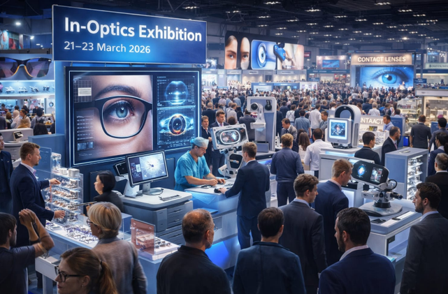 In-Optics Exhibition. 21 – 23 March 2026. An international optical industry exhibition featuring eyewear brands, optical equipment manufacturers, and technology providers showcasing the latest innovations and trends in vision care. Venu: Yashobhoomi.
